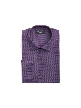 Alfani Mens Slim Fit 2-Way Stretch Dress Shirt Purple $60 Size 15/15.5 x 32/33